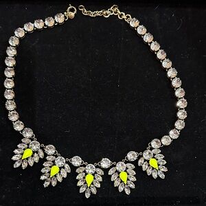 J. Crew Crystal Necklace with Neon Yellow Accents
